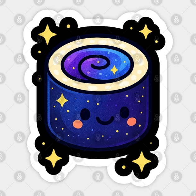 Galactic Sushi Roll – Cute Space Sushi Art | Cosmic Foodie Aesthetic Tee Sticker by Anne Lee